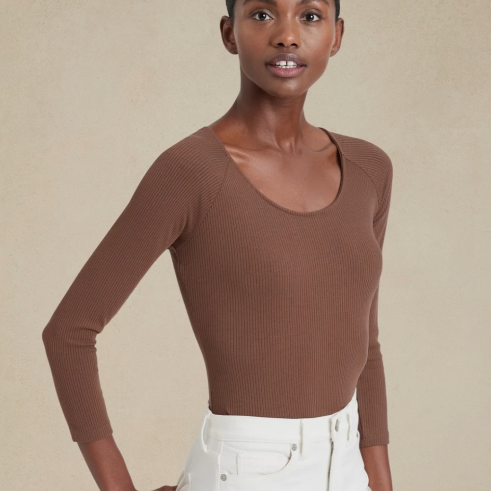 Banana Republic Ribbed Ballet-neck bodysuit